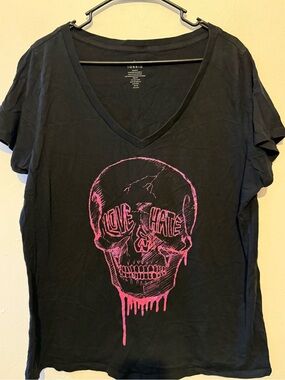 torrid love hate pink skull tee shirt